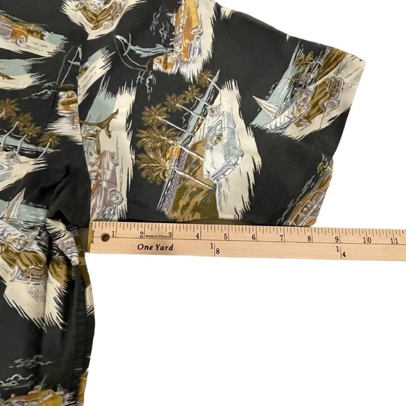 Joe Kealuha’s Reyn Spooner Mens Hawaiian Shirt 2XL Black Car Print Short Sleeve - Picture 5 of 9